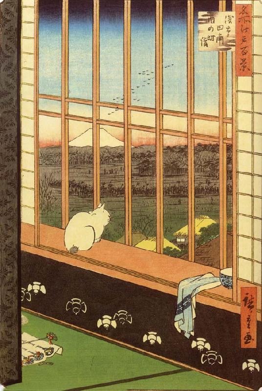 Hiroshige, Ando Cat at Window Sweden oil painting art